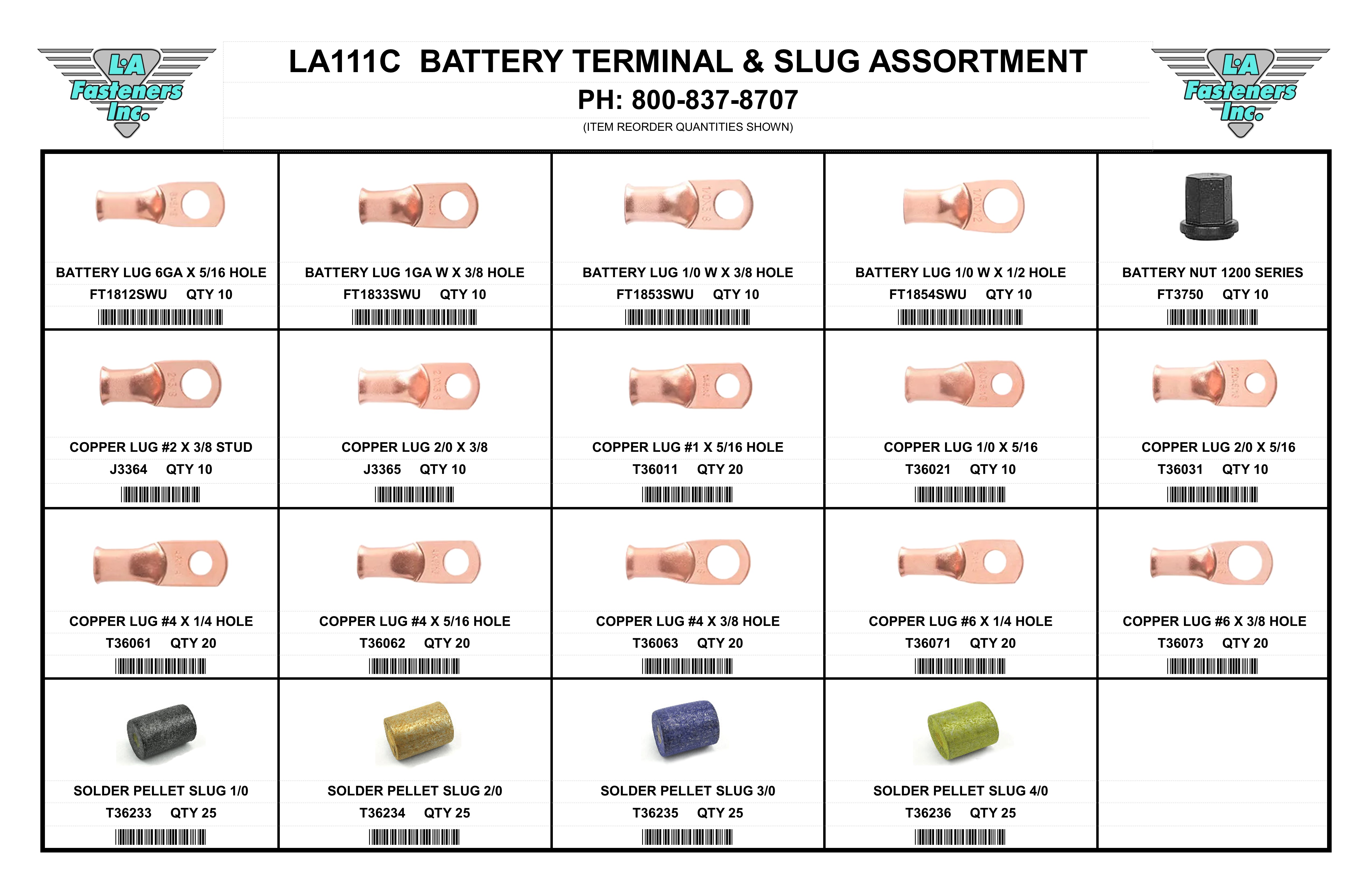 ASSORTMENT BATTERY TERM &amp; LUG CUSTOM